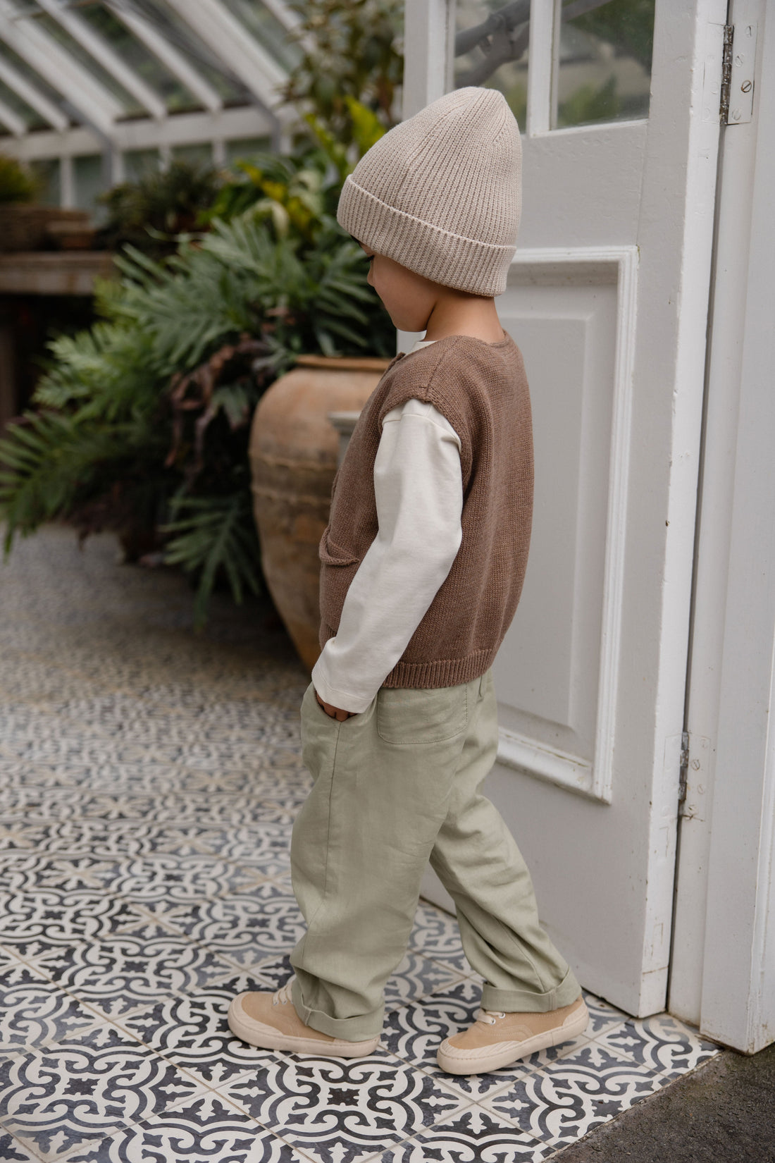 Ali Linen/Cotton Pant - Lichen Childrens Pant from Jamie Kay Australia