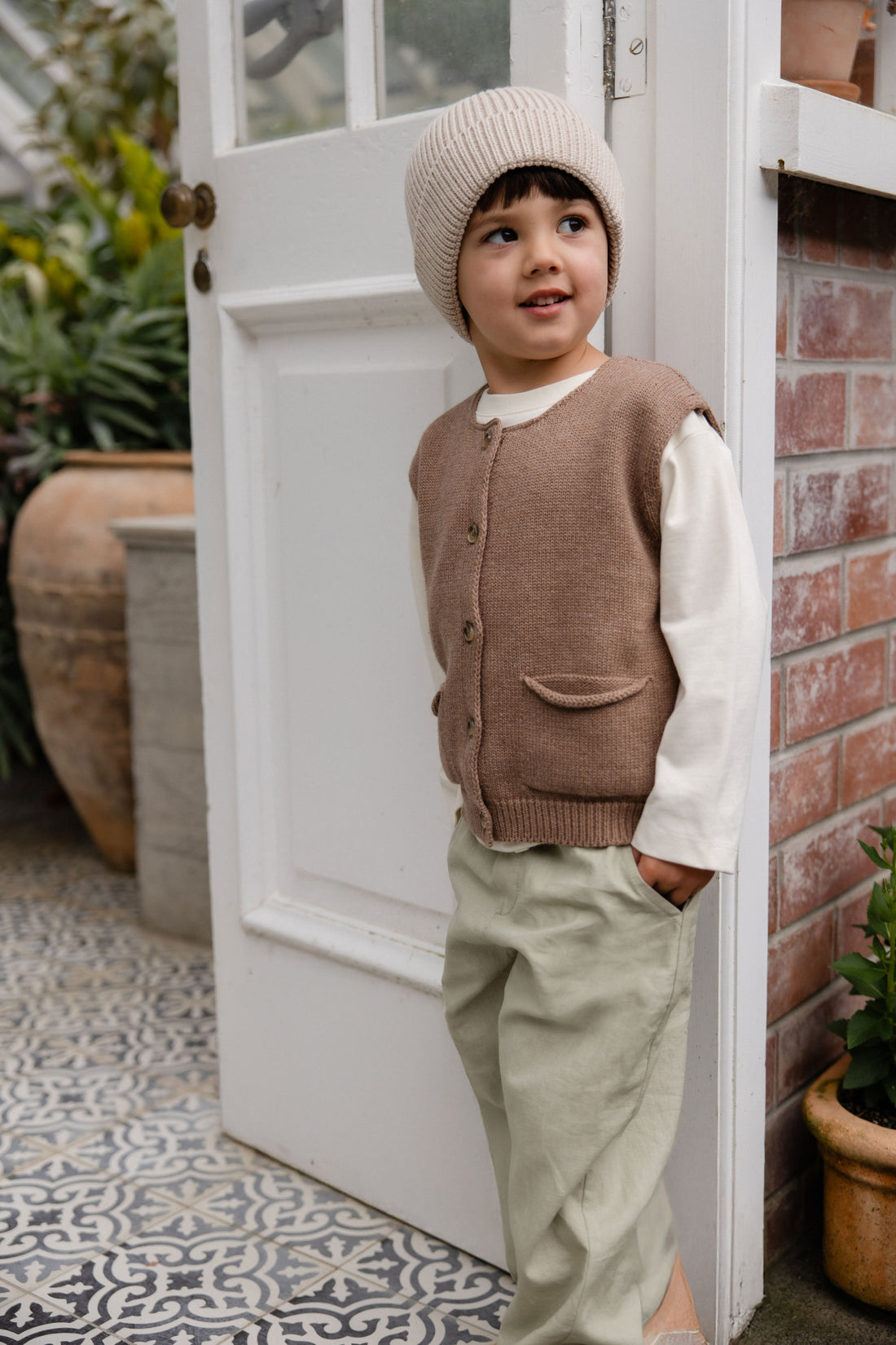 Ali Linen/Cotton Pant - Lichen Childrens Pant from Jamie Kay Australia