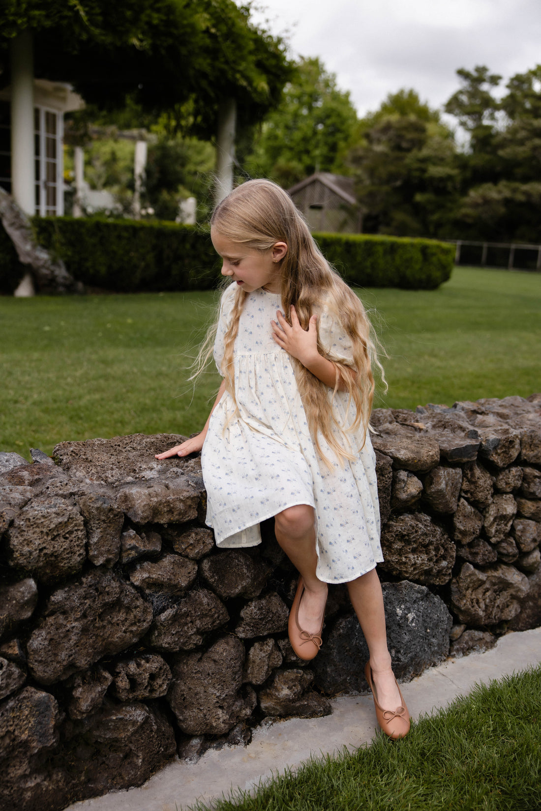 Organic Cotton Muslin Frannie Dress-Molly Blue Childrens Dress from Jamie Kay Australia