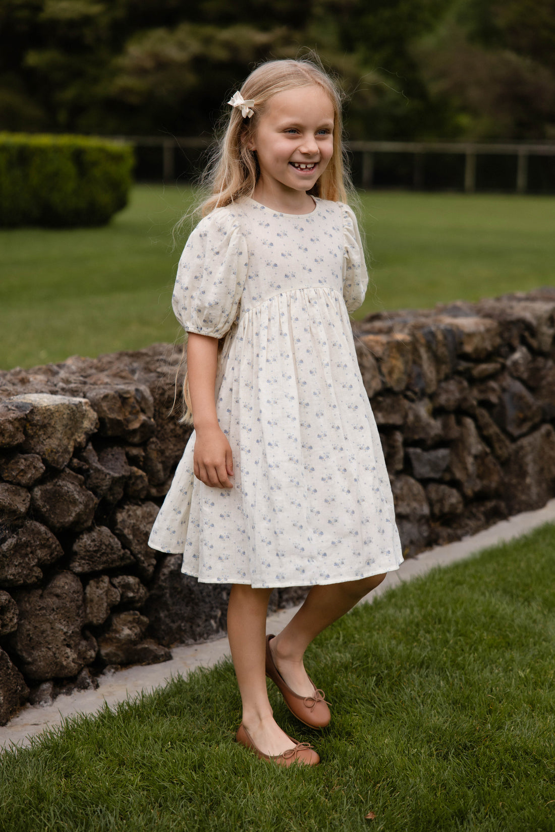 Organic Cotton Muslin Frannie Dress-Molly Blue Childrens Dress from Jamie Kay Australia