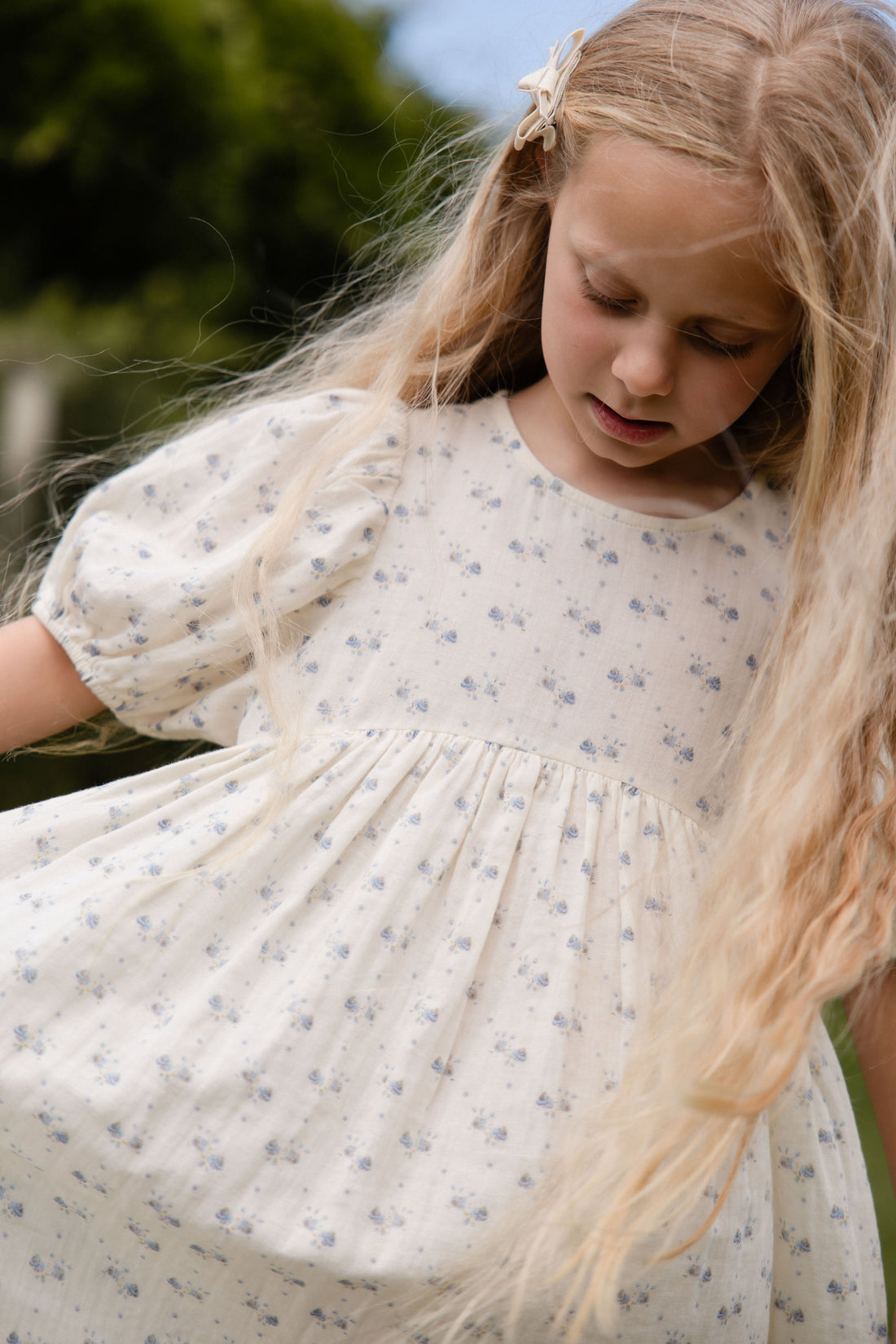 Organic Cotton Muslin Frannie Dress-Molly Blue Childrens Dress from Jamie Kay Australia