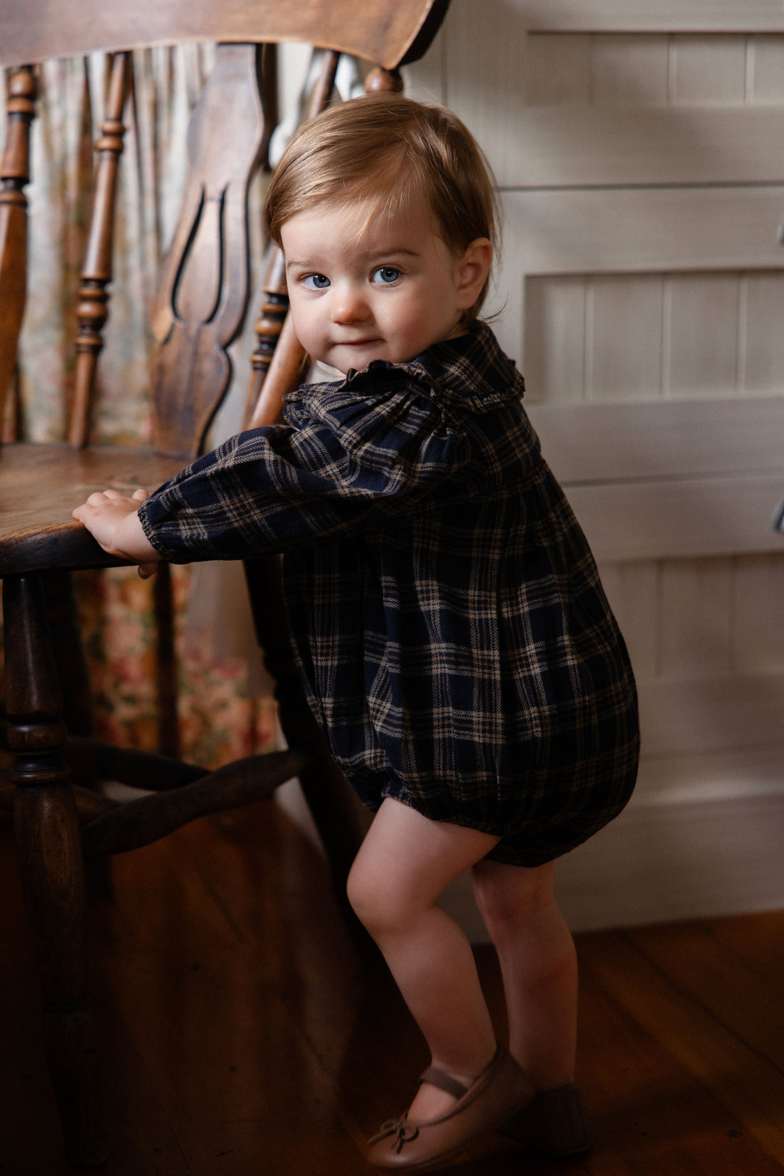 Organic Cotton Elowen Playsuit - Woodland Check Childrens Playsuit from Jamie Kay Australia