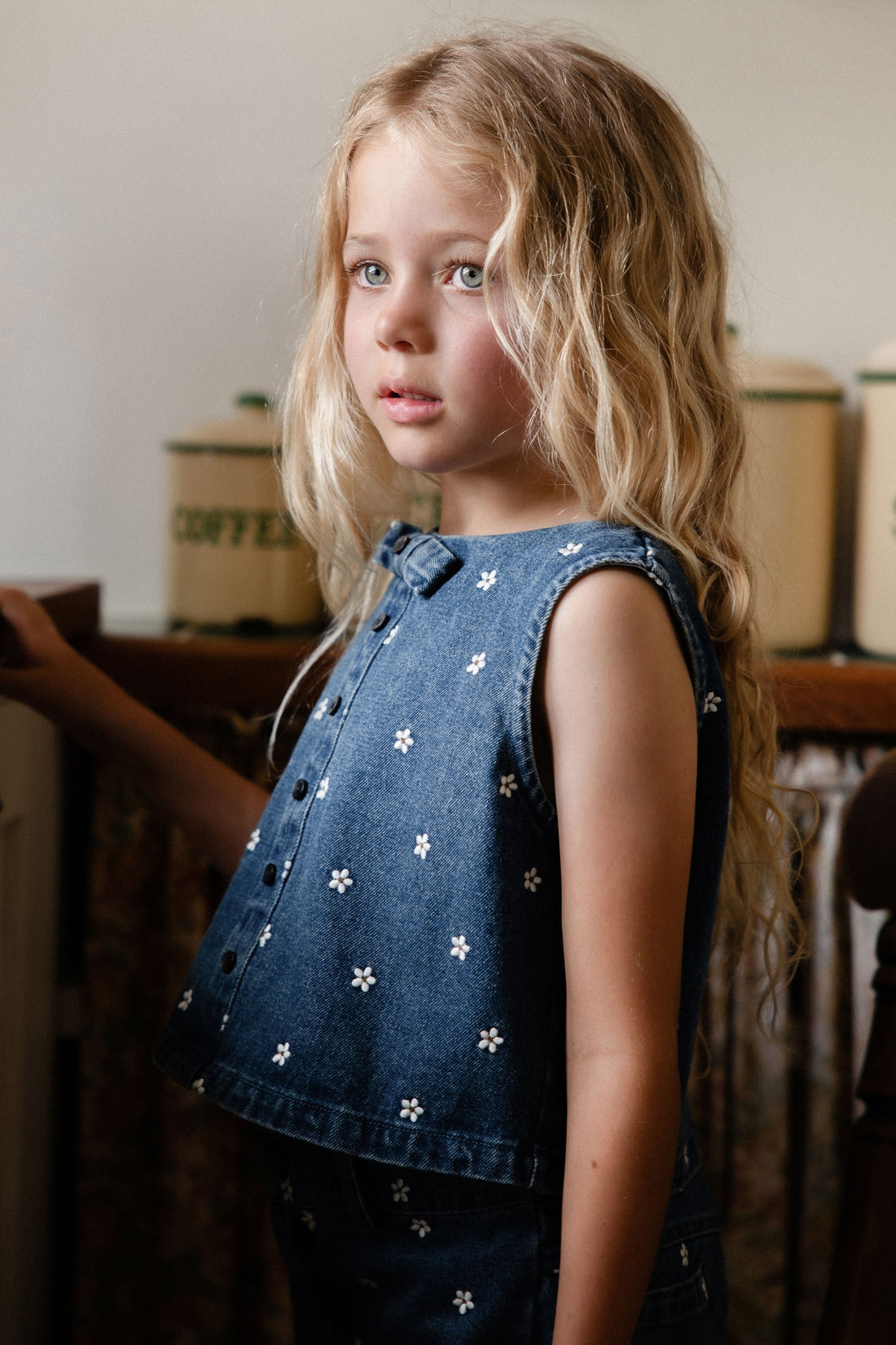 Etta Top-Josie Floral Denim Childrens Top from Jamie Kay Australia