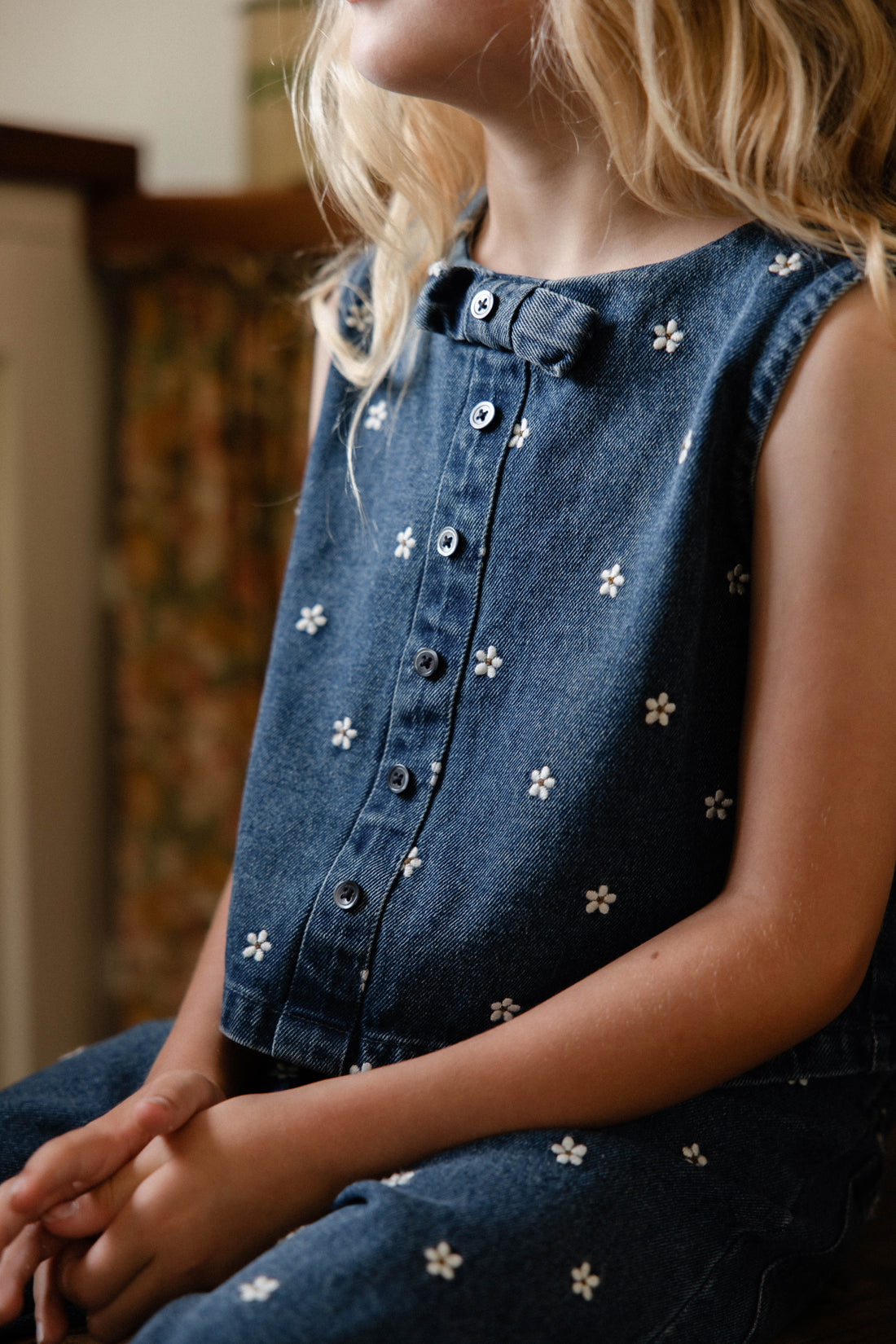 Etta Top-Josie Floral Denim Childrens Top from Jamie Kay Australia