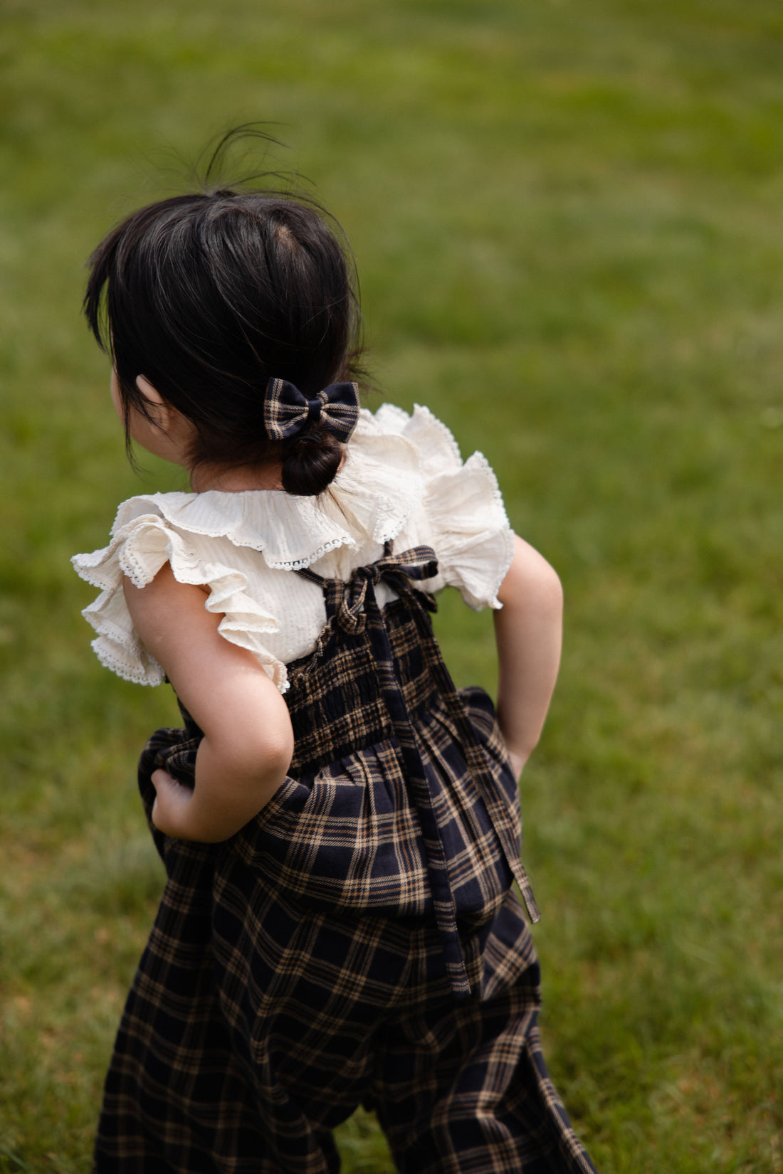 Organic Cotton Arabella Jumpsuit - Woodland Check Childrens Jumpsuit from Jamie Kay Australia