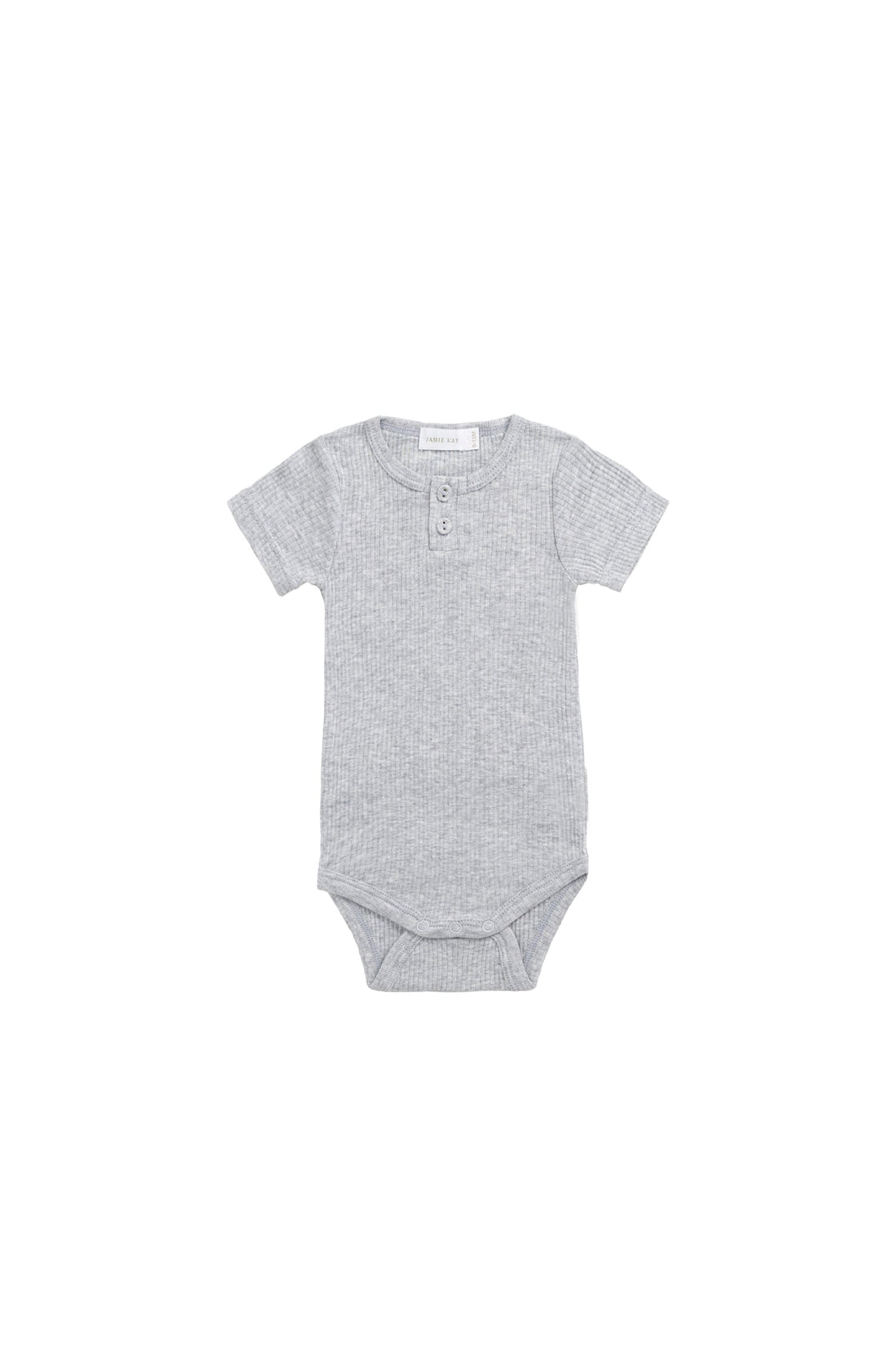 Organic Cotton Modal Darcy Rib Tee Bodysuit - Light Grey Marle Childrens Bodysuit from Jamie Kay NZ