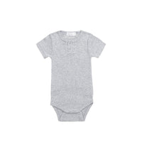 Organic Cotton Modal Darcy Rib Tee Bodysuit - Light Grey Marle Childrens Bodysuit from Jamie Kay NZ