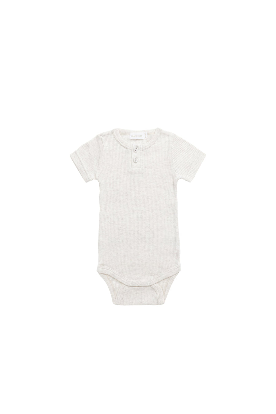 Organic Cotton Modal Darcy Rib Tee Bodysuit - Oatmeal Marle Childrens Bodysuit from Jamie Kay Australia