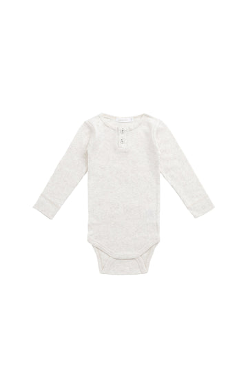 Organic Cotton Modal Long Sleeve Bodysuit - Oatmeal Marle Childrens Bodysuit from Jamie Kay Australia