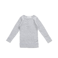 Organic Cotton Modal Long Sleeve Henley - Light Grey Marle Childrens Top from Jamie Kay Australia