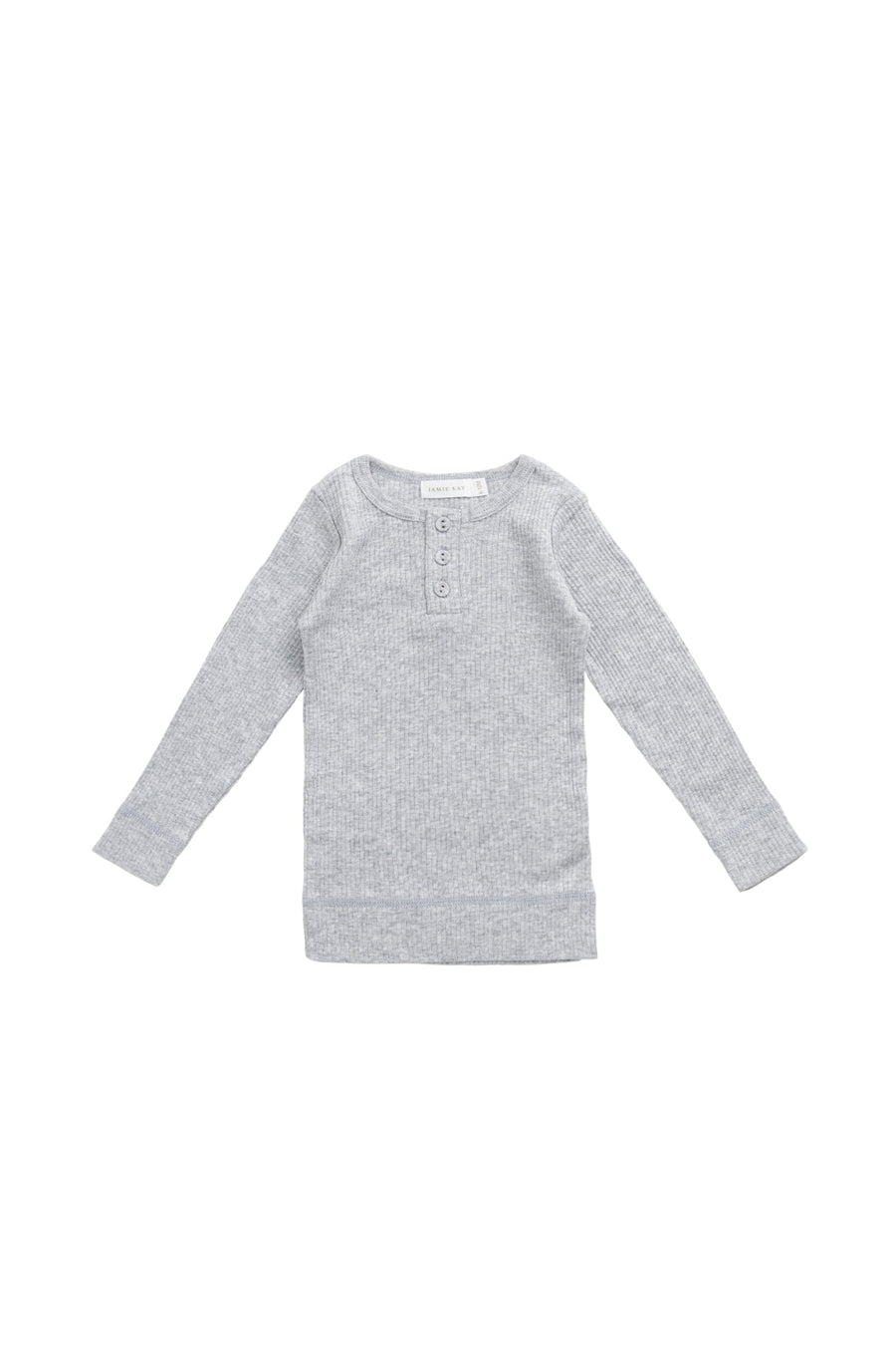 Organic Cotton Modal Long Sleeve Henley - Light Grey Marle Childrens Top from Jamie Kay Australia