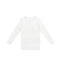 Organic Cotton Modal Long Sleeve Henley - Milk Childrens Top from Jamie Kay Australia