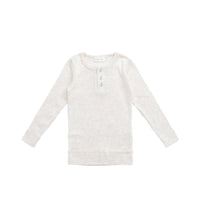 Organic Cotton Modal Long Sleeve Henley - Oatmeal Marle Childrens Top from Jamie Kay Australia