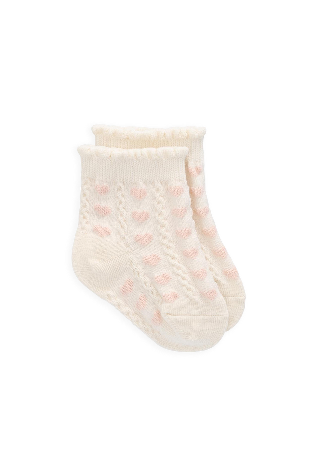 Annabelle Sock-Annabelle Heart Jacquard Childrens Sock from Jamie Kay Australia