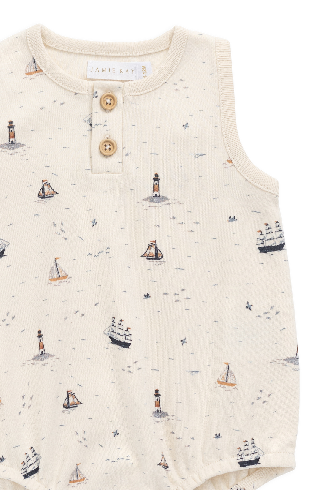 Organic Cotton Archie Playsuit-Sailing Day Childrens Playsuit from Jamie Kay Australia
