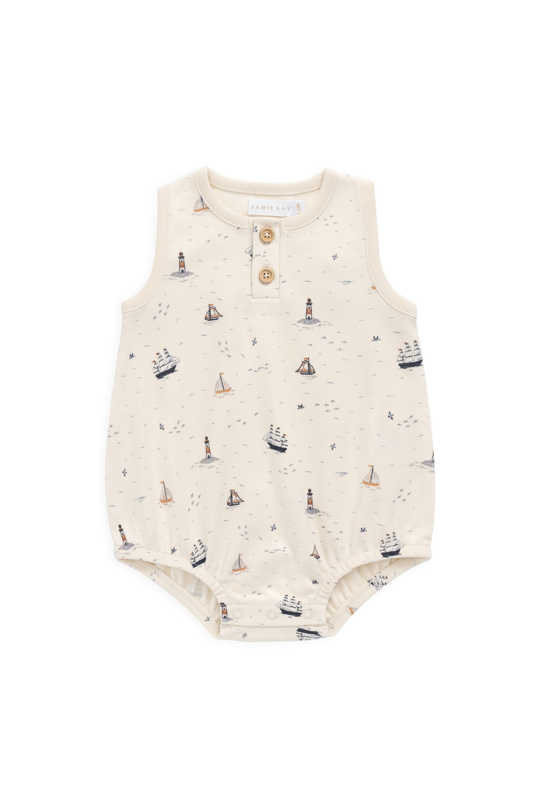 Organic Cotton Archie Playsuit-Sailing Day Childrens Playsuit from Jamie Kay Australia