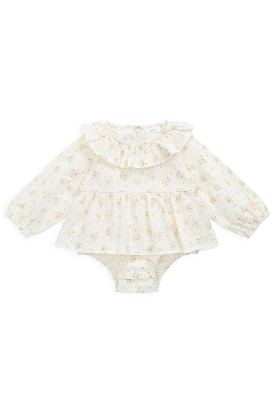Organic Cotton Cecil Playsuit-Justine Parchment Childrens Playsuit from Jamie Kay Australia