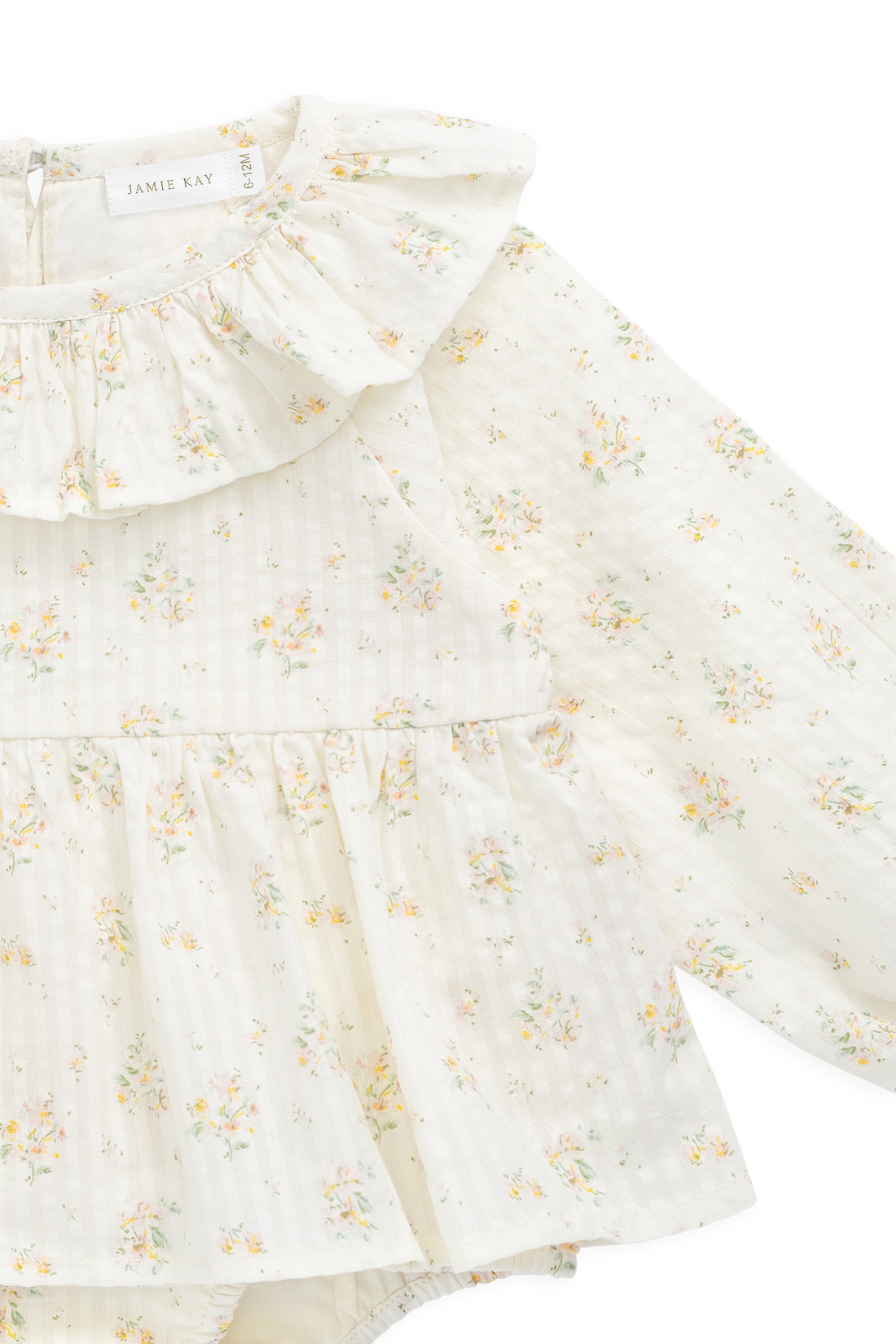 Organic Cotton Cecil Playsuit-Justine Parchment Childrens Playsuit from Jamie Kay Australia