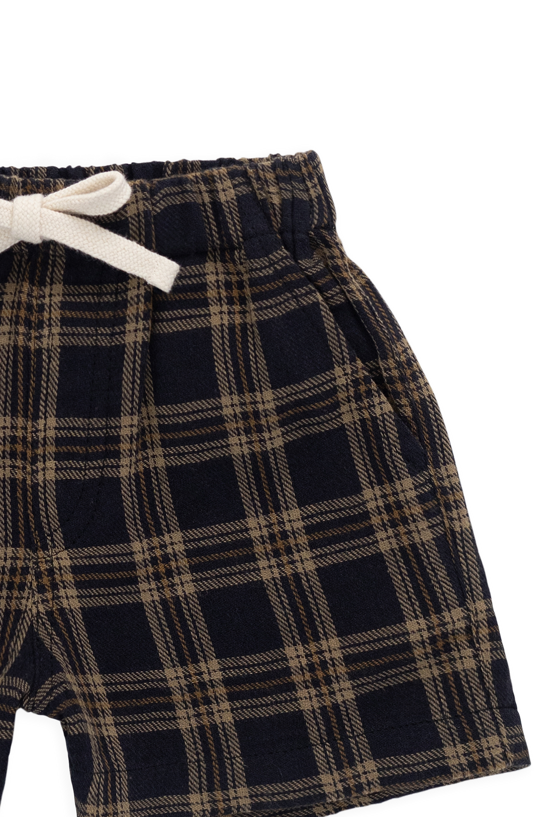 Organic Cotton Louis Short-Woodland Check Childrens Shorts from Jamie Kay Australia