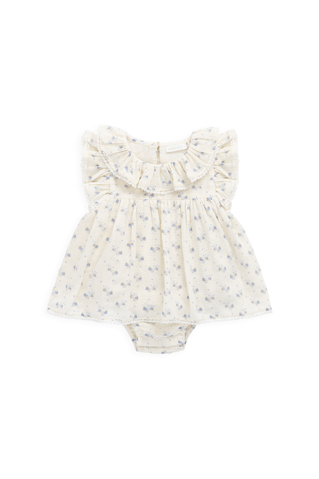 Organic Cotton Muslin Frannie Playsuit-Molly Blue Childrens Onepiece from Jamie Kay Australia