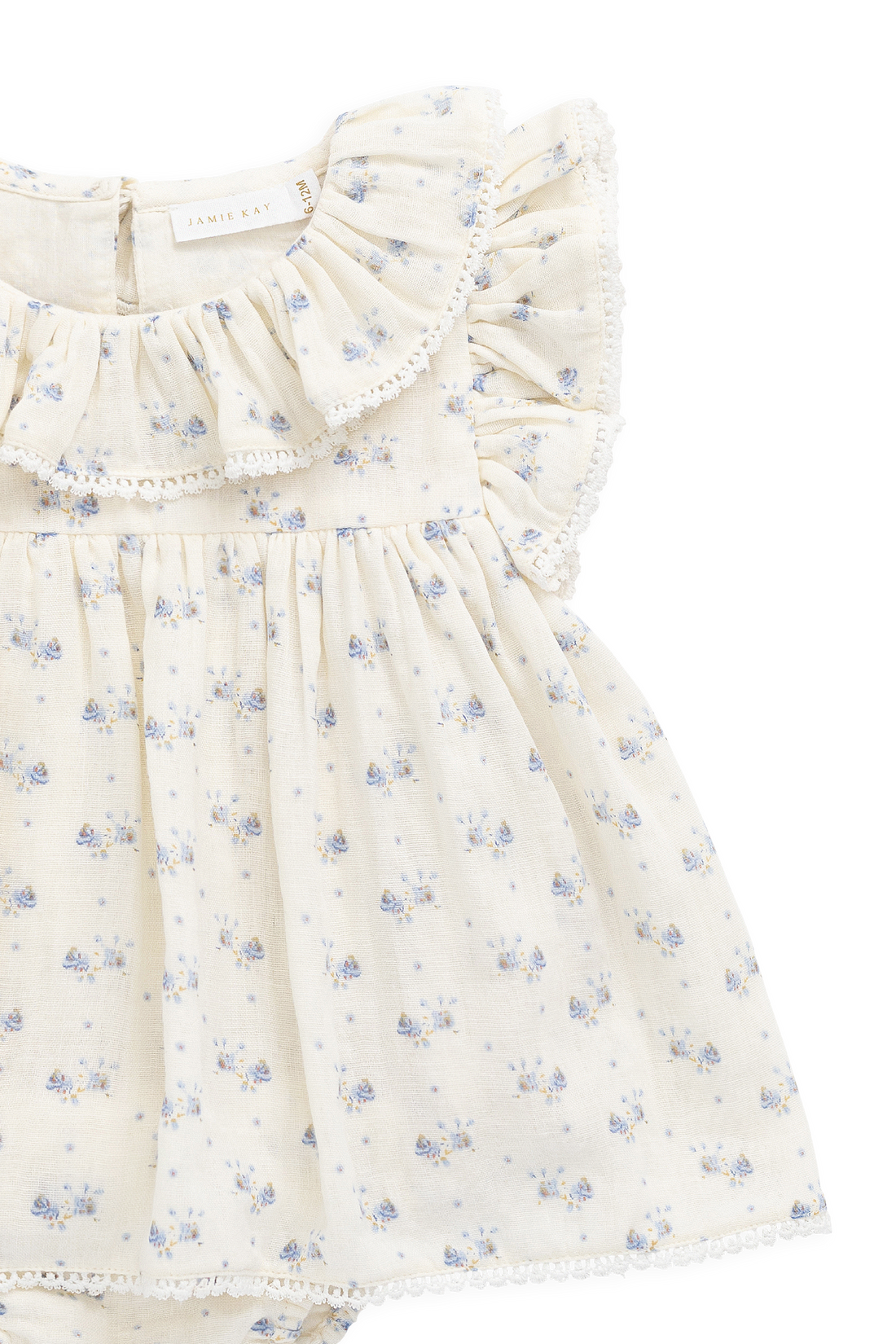Organic Cotton Muslin Frannie Playsuit-Molly Blue Childrens Onepiece from Jamie Kay Australia