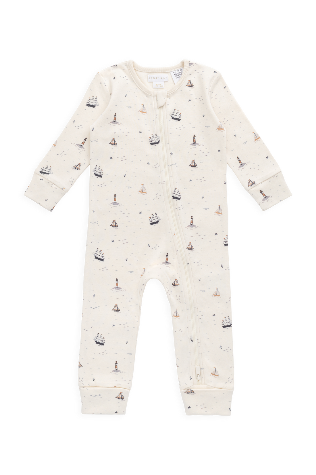 Organic Cotton Reese Zip Onepiece-Sailing Day Childrens Onepiece from Jamie Kay Australia
