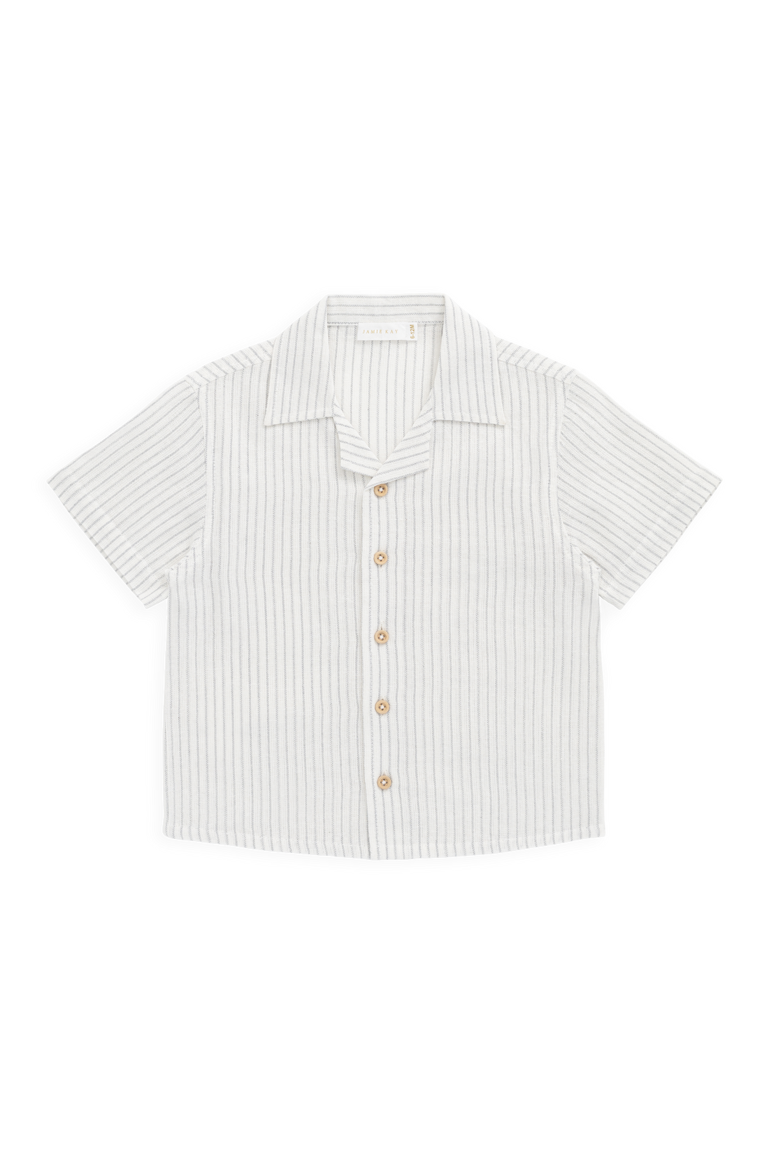 Organic Cotton Silas Shirt-Mini Pinstripe Parchment / Dawn Childrens Top from Jamie Kay Australia