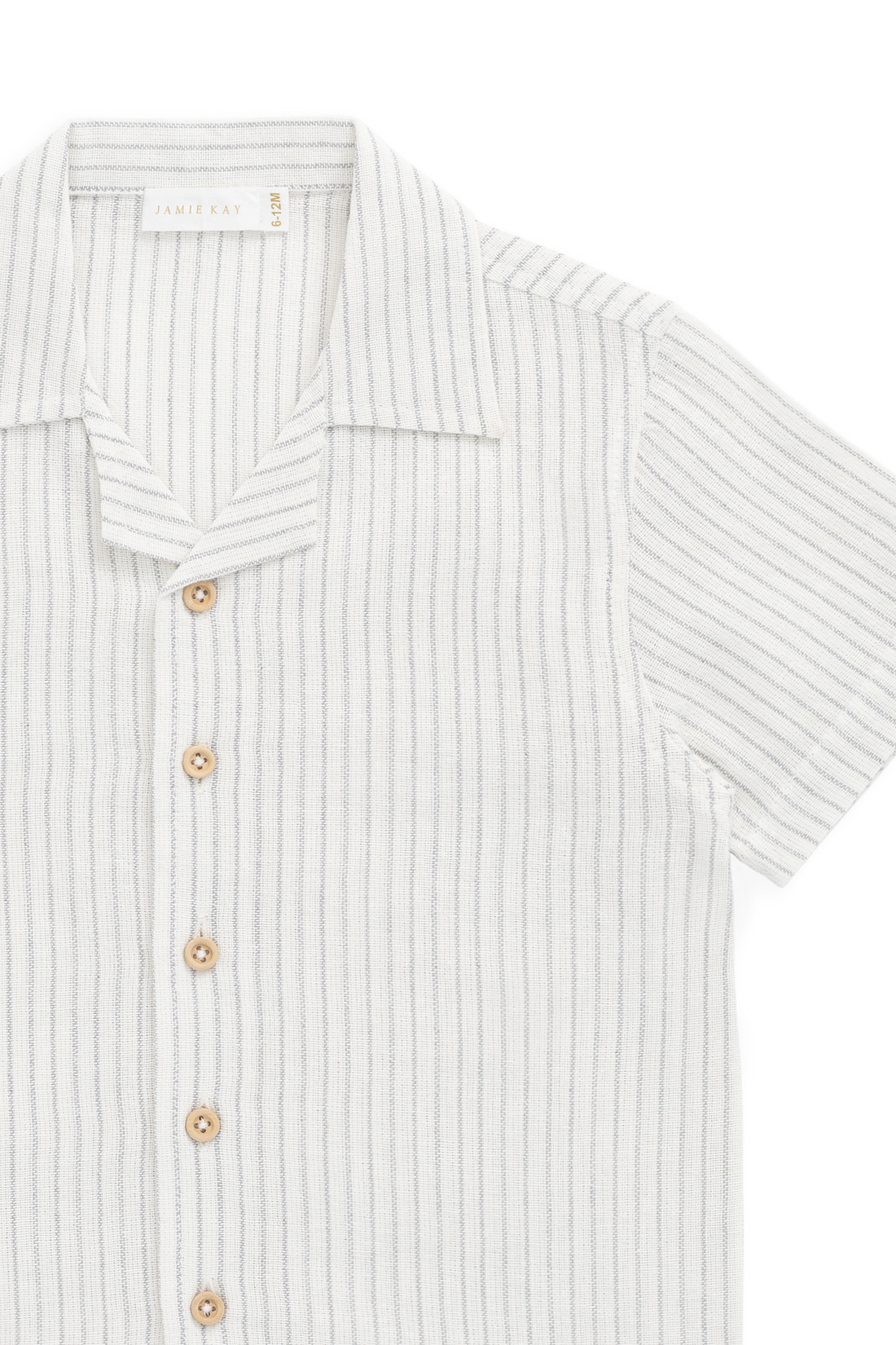 Organic Cotton Silas Shirt-Mini Pinstripe Parchment / Dawn Childrens Top from Jamie Kay Australia