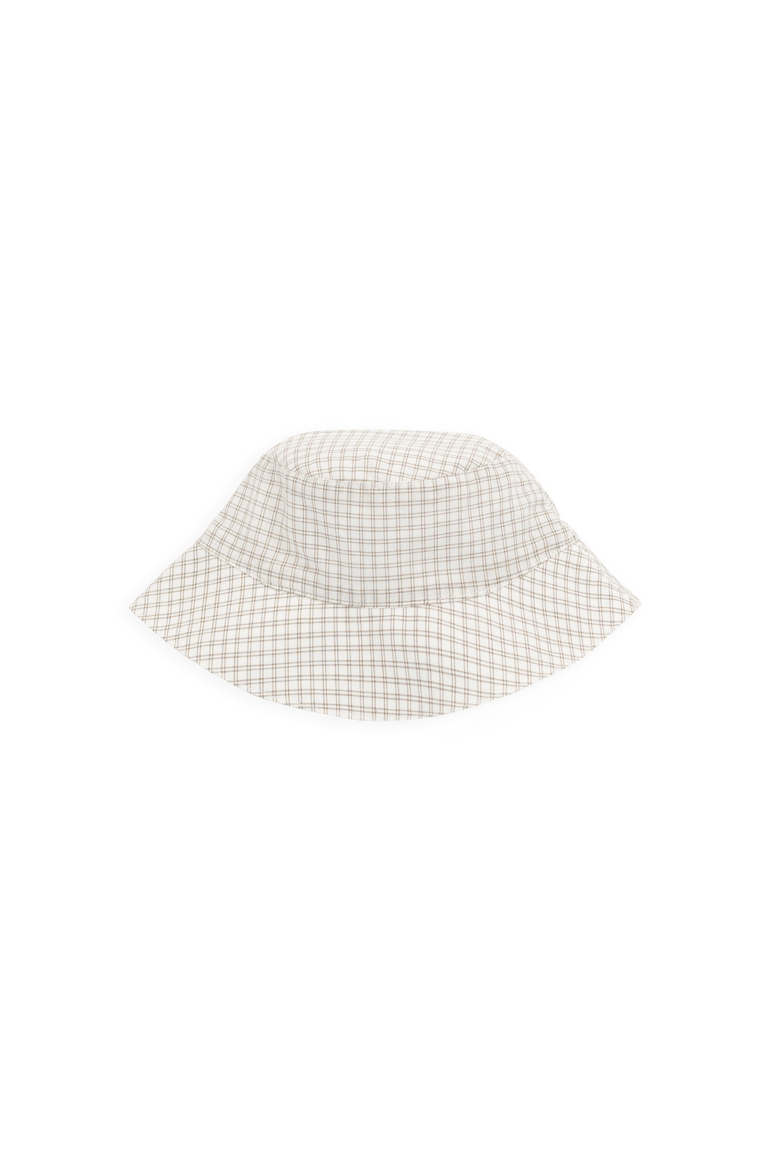 Organic Cotton Woven Bucket Hat-Double Windowpane Check Pecan Childrens Hat from Jamie Kay Australia