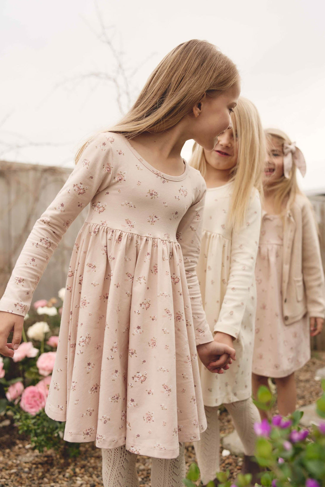 Organic Cotton Tallulah Dress - Petite Fleur Soft Peony Childrens Dress from Jamie Kay Australia