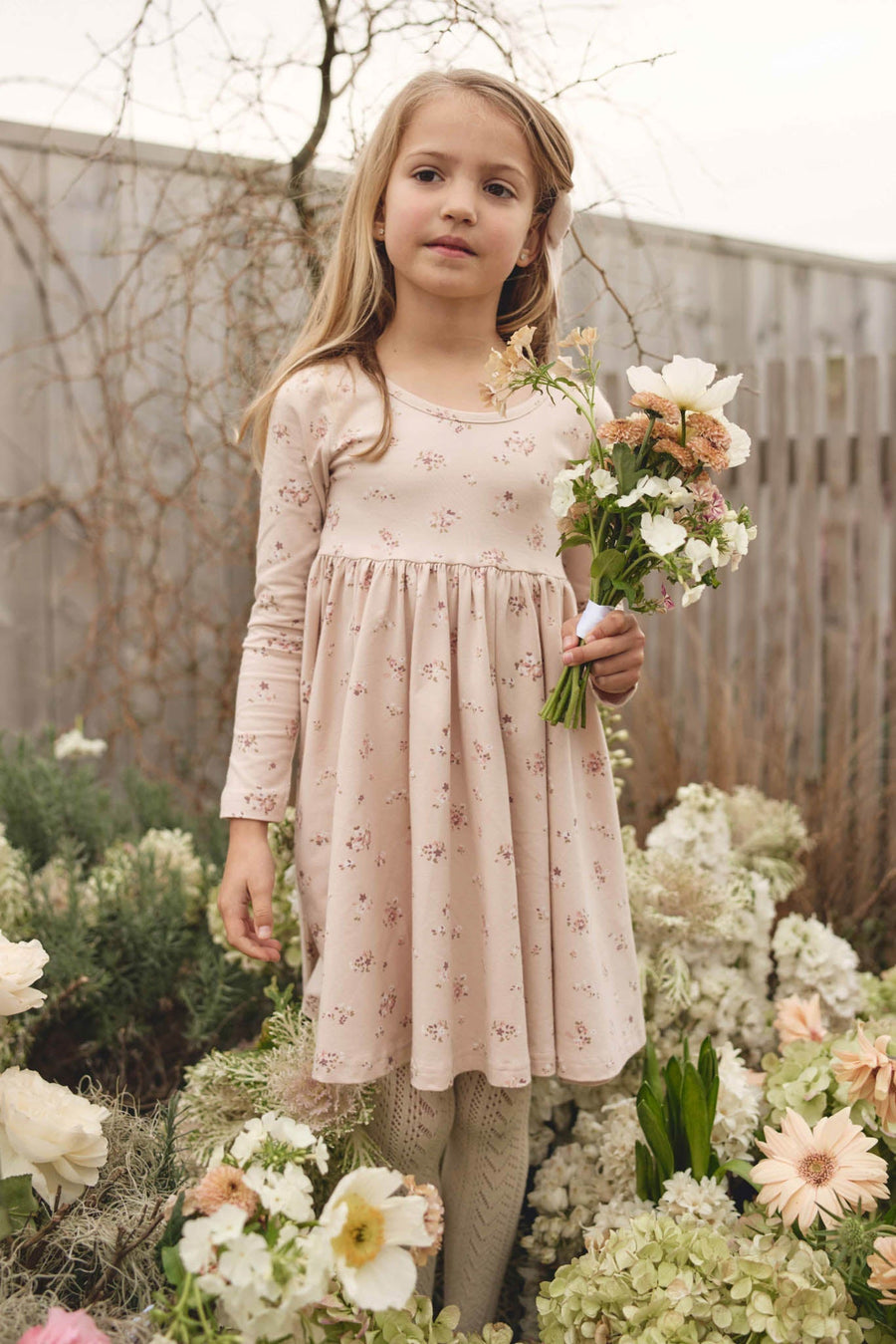 Organic Cotton Tallulah Dress - Petite Fleur Soft Peony Childrens Dress from Jamie Kay Australia