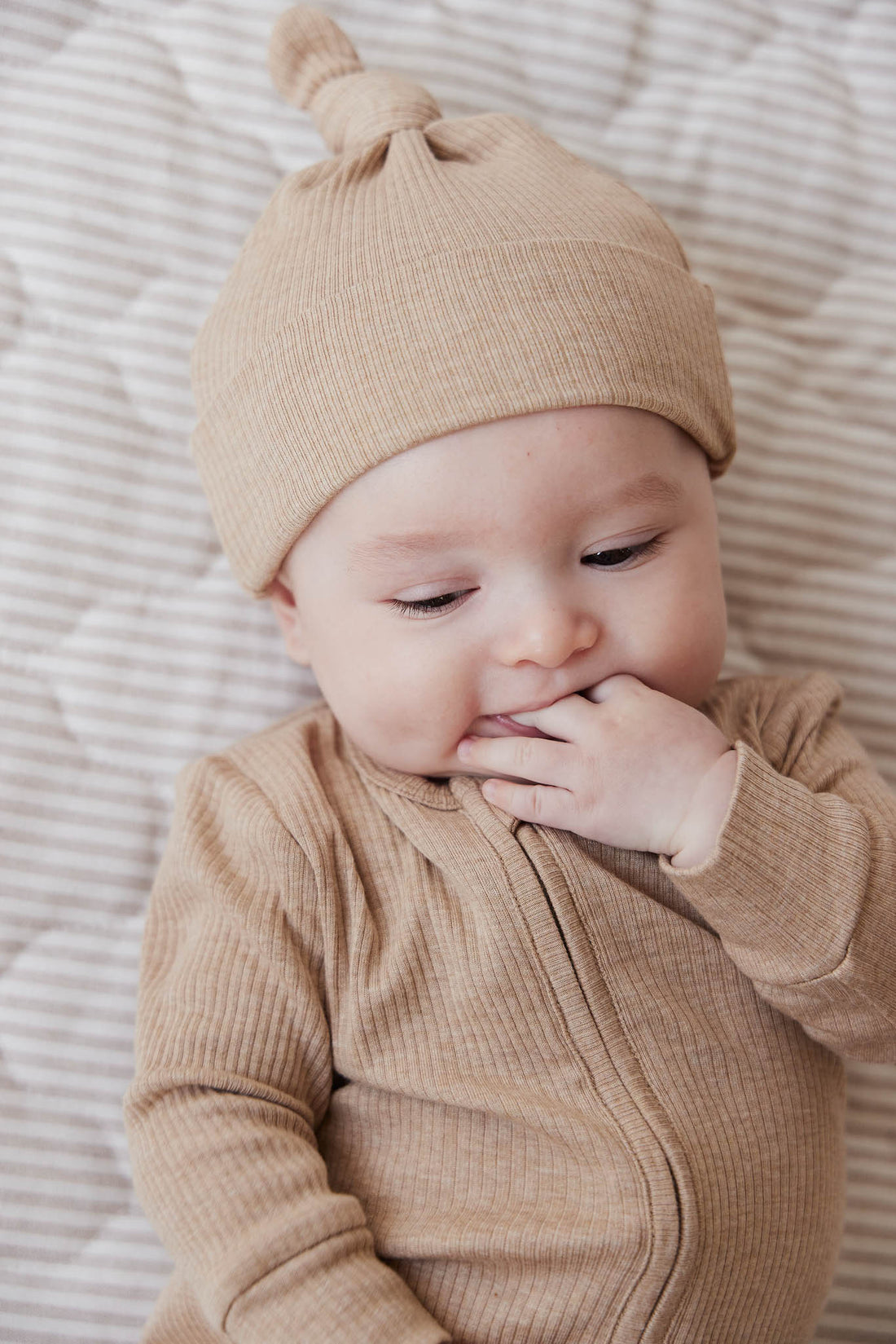 Organic Cotton Modal Marley Beanie - Caramel Marle Childrens Hat from Jamie Kay Australia