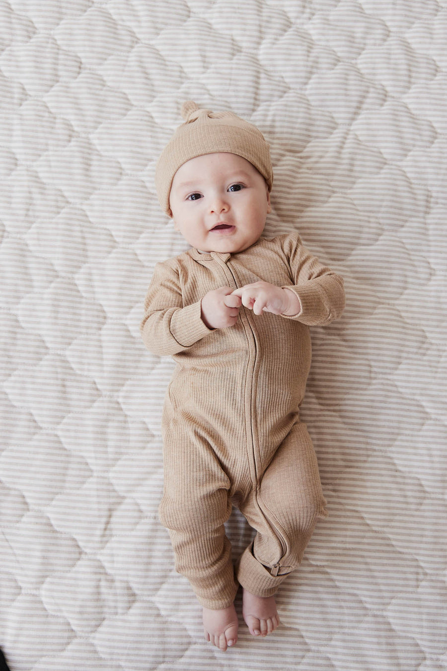 Organic Cotton Modal Marley Beanie - Caramel Marle Childrens Hat from Jamie Kay Australia