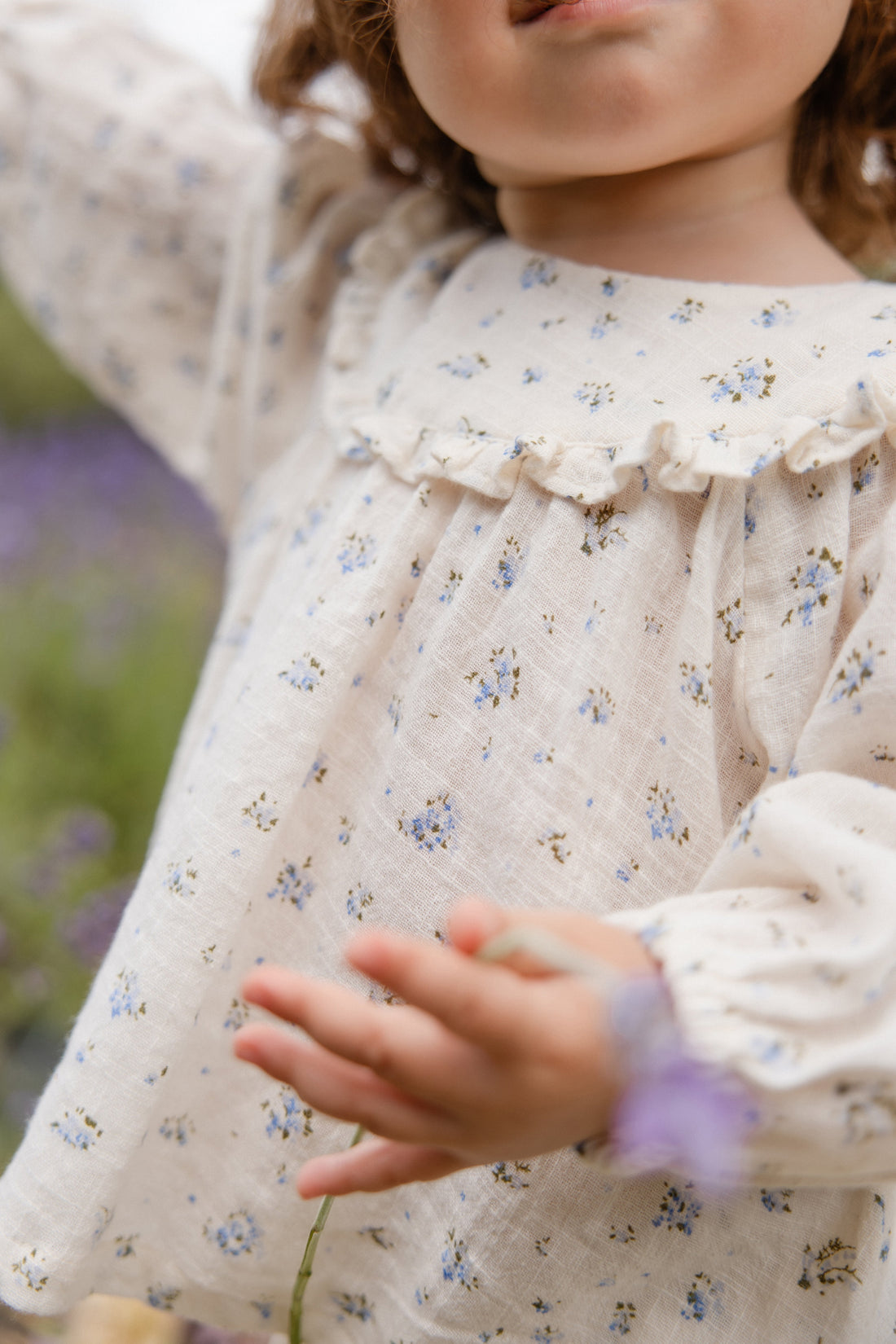 Organic Cotton Nathalie Blouse - Juniper Fields Blue Childrens Top from Jamie Kay Australia