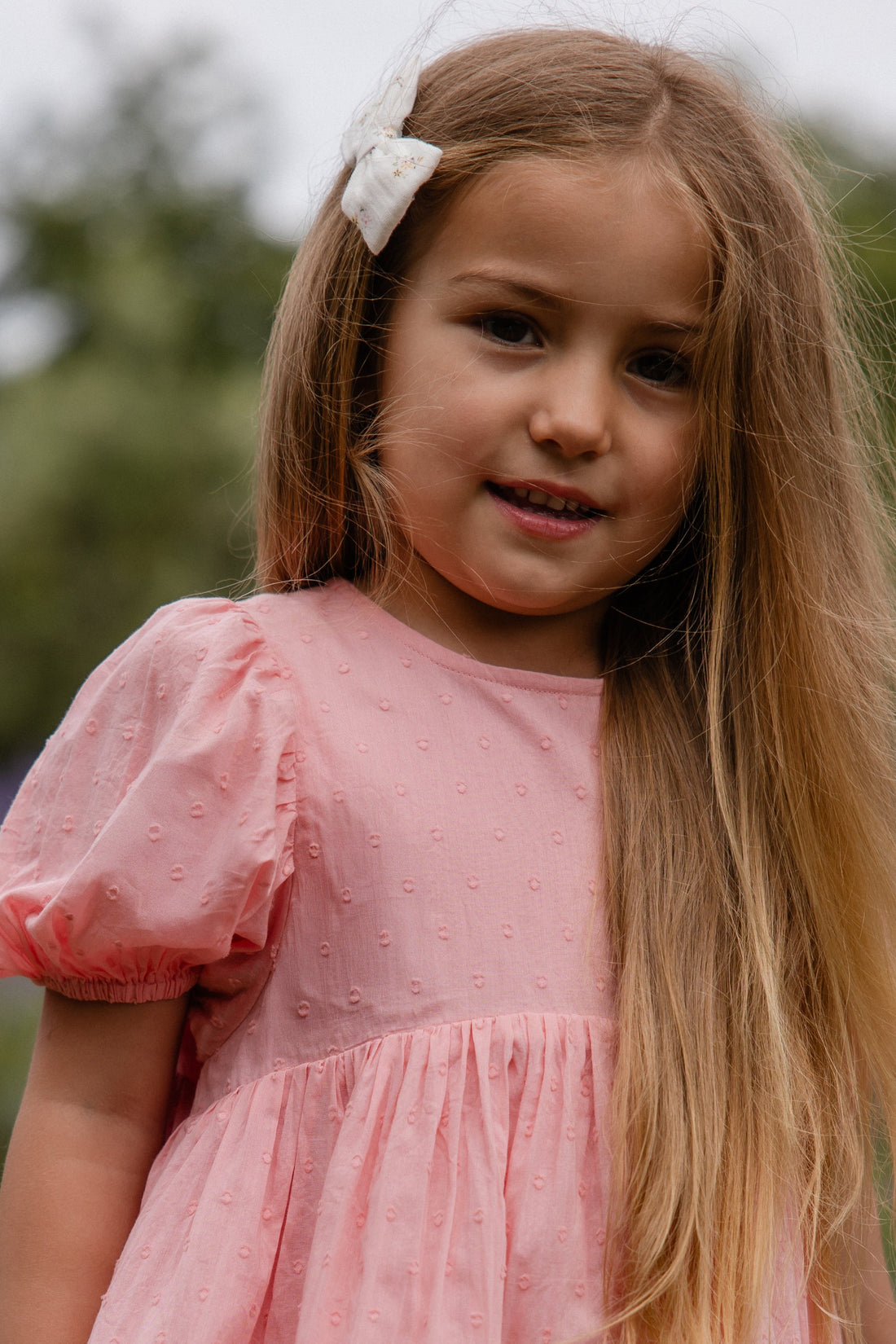 Organic Cotton Frannie Dress - Swiss Pink Childrens Dress from Jamie Kay Australia