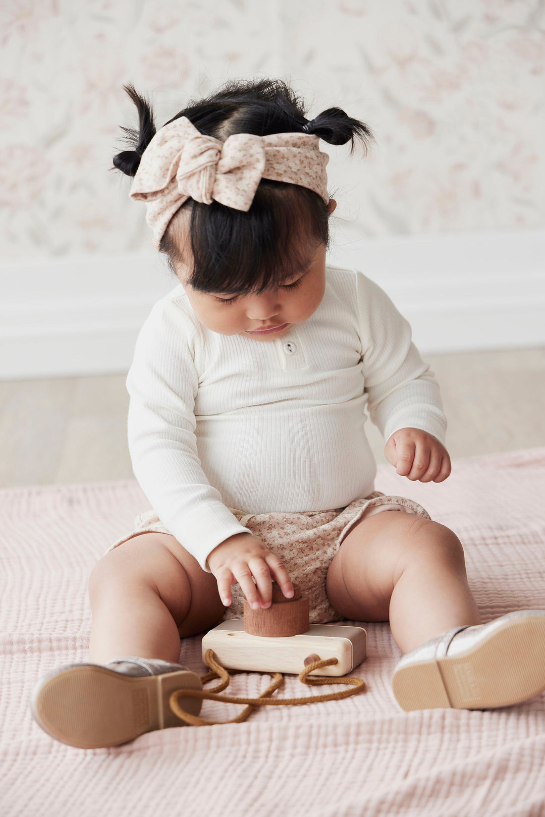 Organic Cotton Fine Rib Long Sleeve Bodysuit - Milk Childrens Bodysuit from Jamie Kay Australia