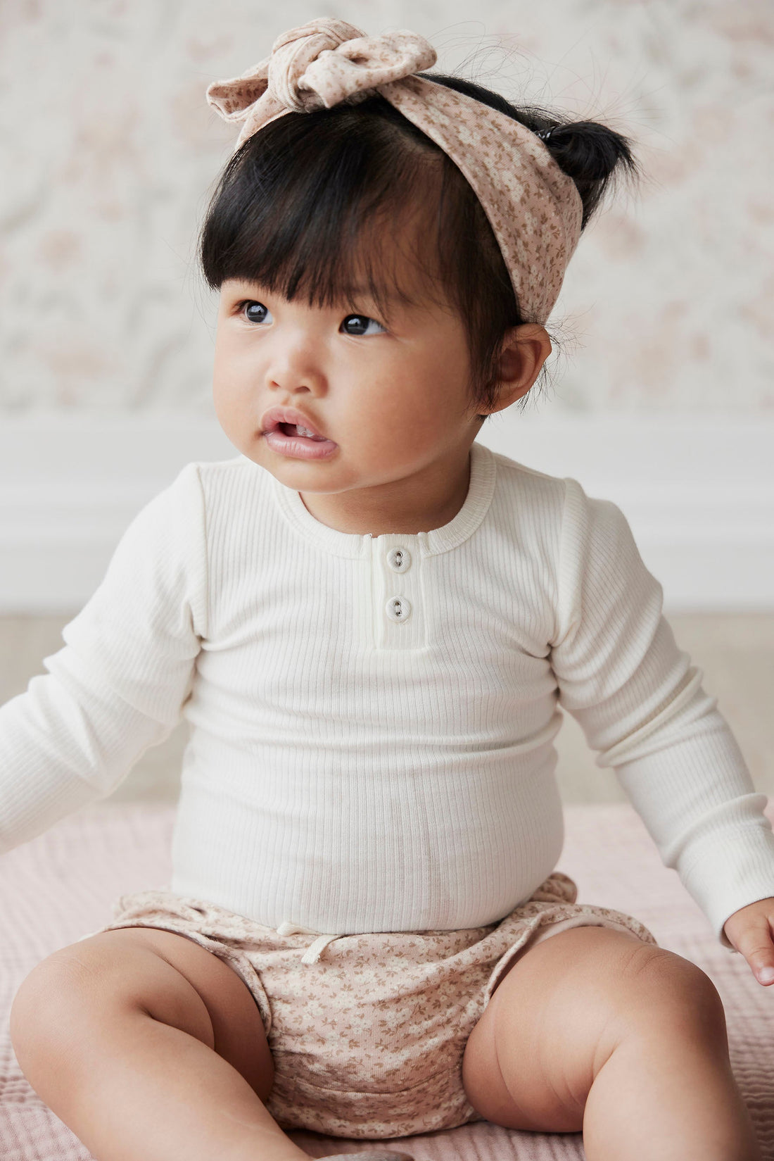 Organic Cotton Fine Rib Long Sleeve Bodysuit - Milk Childrens Bodysuit from Jamie Kay Australia