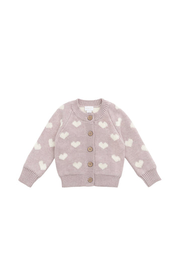 Camille Cardigan - Heart Jacquard Ballerina Marle Childrens Cardigan from Jamie Kay Australia