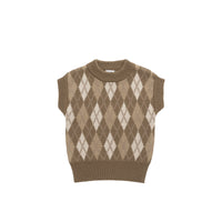 Marcus Knit Vest - Marcus Jacquard Pecan Childrens Vest from Jamie Kay Australia