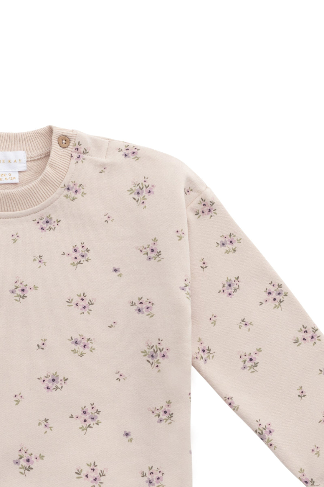 Organic Cotton Bobbie Sweatshirt - Goldie Bouquet Pink Tint Childrens Top from Jamie Kay Australia