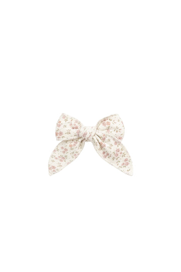 Organic Cotton Bow - Rosalie Field Blush Childrens Hair Bow from Jamie Kay Australia