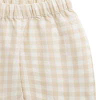 Organic Cotton Kingston Pant - Gingham Pale Khaki Childrens Pant from Jamie Kay Australia