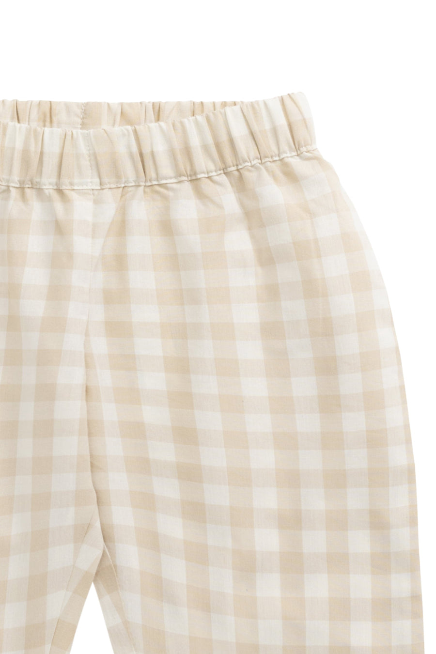 Organic Cotton Kingston Pant - Gingham Pale Khaki Childrens Pant from Jamie Kay Australia