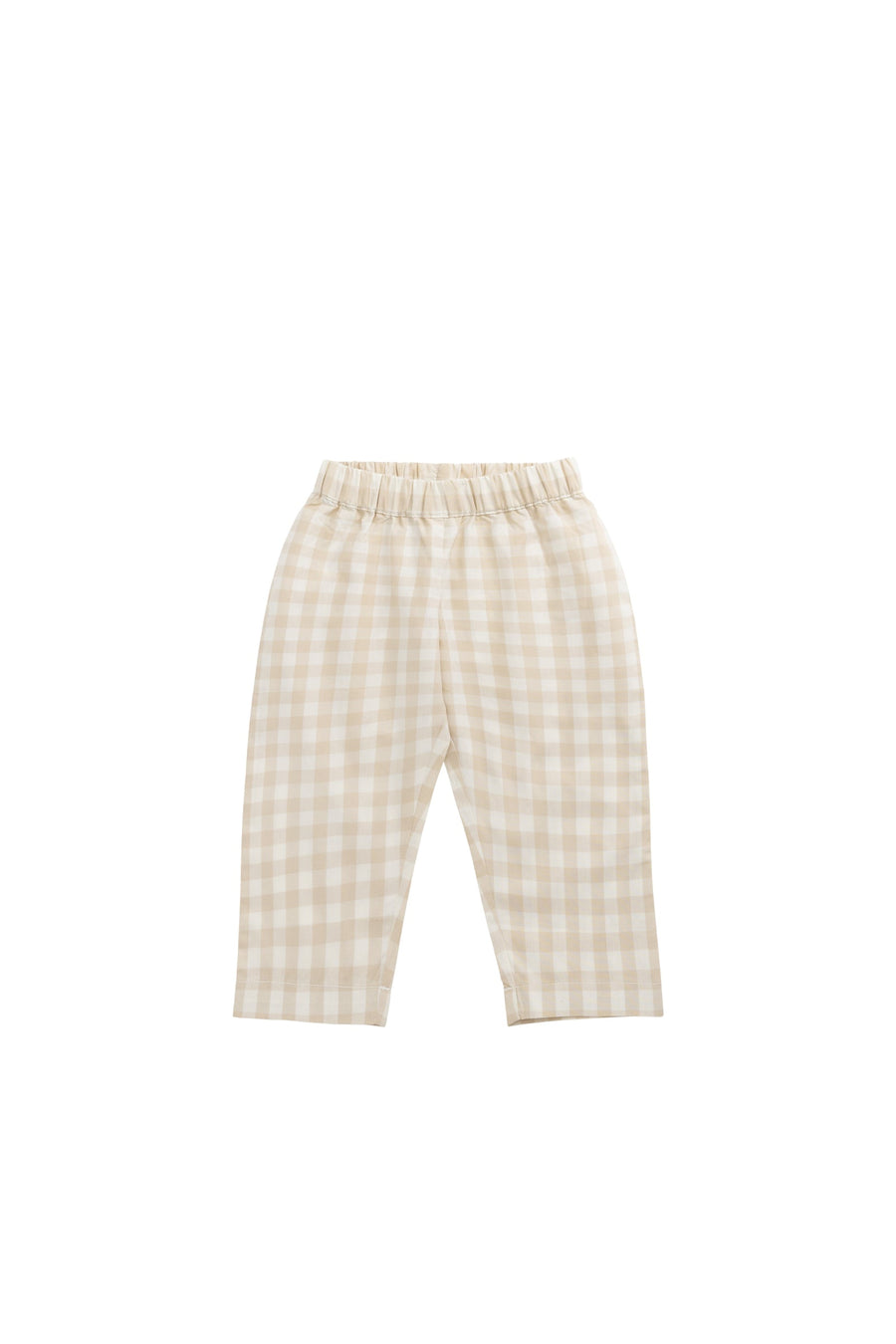 Organic Cotton Kingston Pant - Gingham Pale Khaki Childrens Pant from Jamie Kay Australia