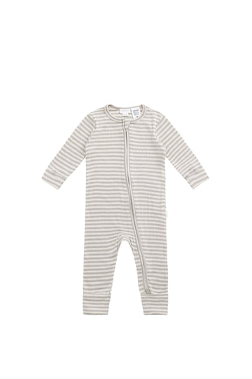 Organic Cotton Modal Frankie Onepiece - Narrow Stripe Gazelle/Oat Childrens Onepiece from Jamie Kay Australia