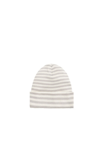 Organic Cotton Modal Lennon Beanie - Narrow Stripe Gazelle/Oat Childrens Beanie from Jamie Kay Australia