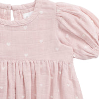 Organic Cotton Muslin Elodie Top - Petite Heart Old Rose Childrens Top from Jamie Kay Australia