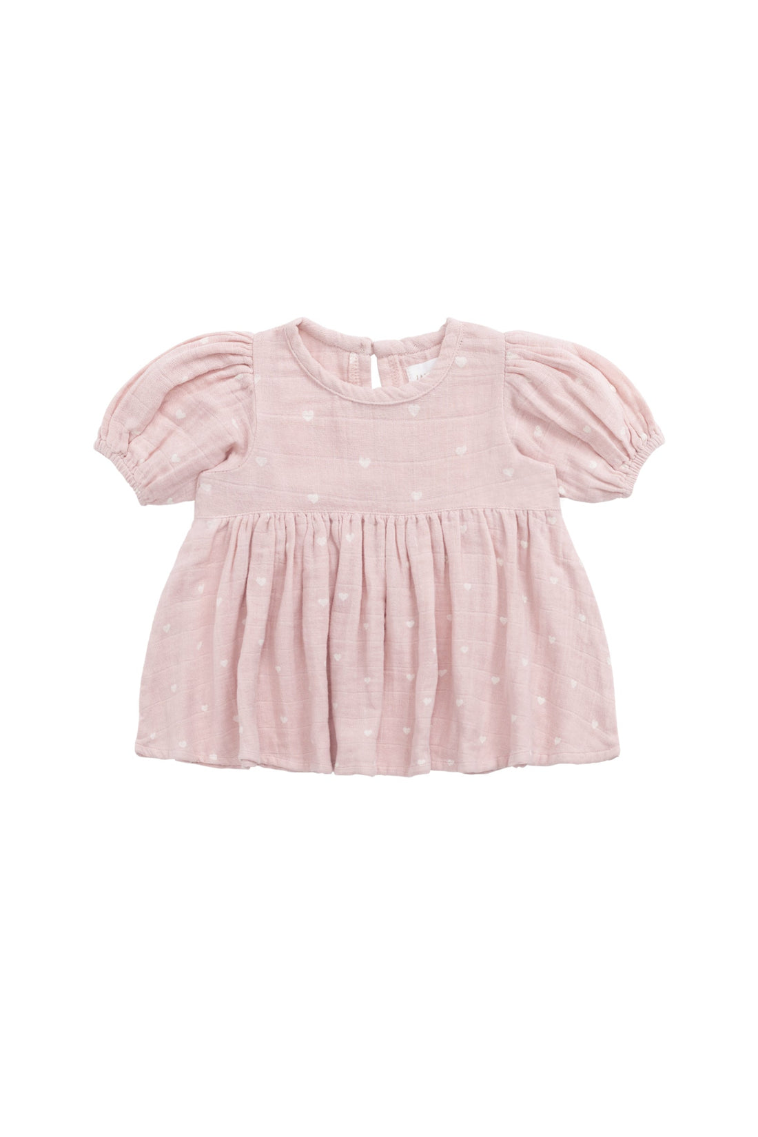 Organic Cotton Muslin Elodie Top - Petite Heart Old Rose Childrens Top from Jamie Kay Australia