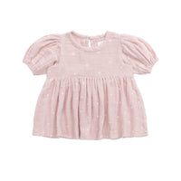 Organic Cotton Muslin Elodie Top - Petite Heart Old Rose Childrens Top from Jamie Kay Australia