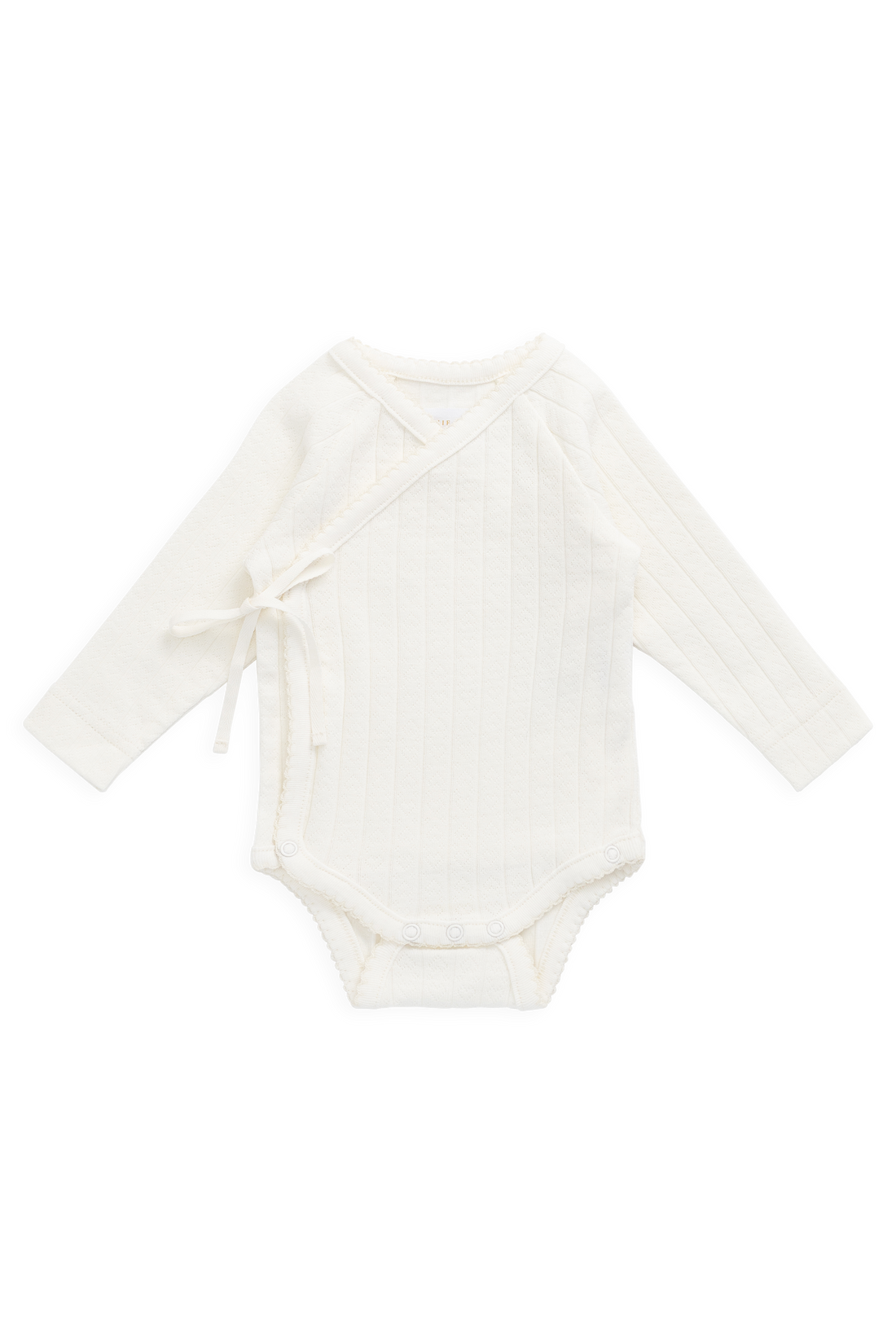 Organic Cotton Marina Bodysuit - Sweet Heart Pointelle Parchment Childrens Bodysuit from Jamie Kay Australia